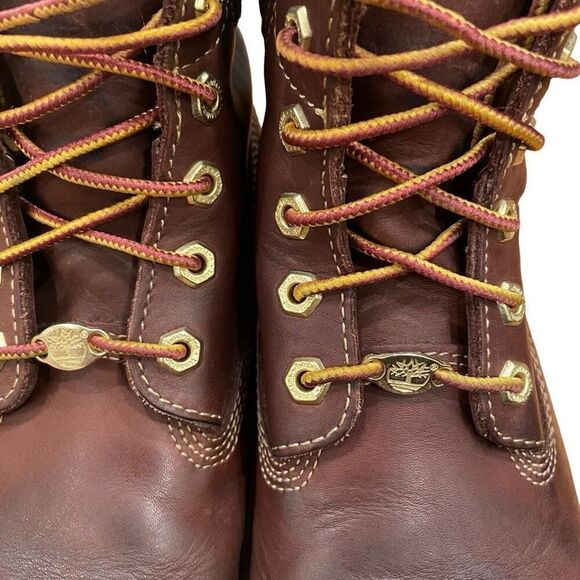 Timberland Womens Premium 6” Waterproof Boots 7.5 Burgundy Bloquette Lace Up - Picture 7 of 7